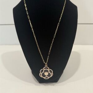 CHANEL Gold and Black Flower Pendant Necklace